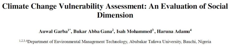 Climate Change Vulnerability Assessment: An Evaluation of Social Dimension