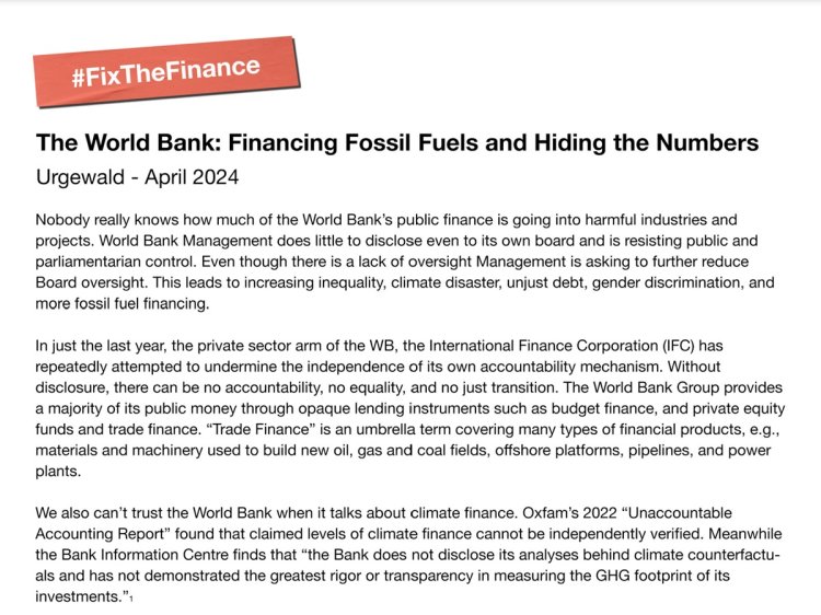 The World Bank: Financing Fossil Fuels and Hiding the Numbers