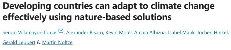 Developing countries can adapt to climate change effectively using nature-based solutions